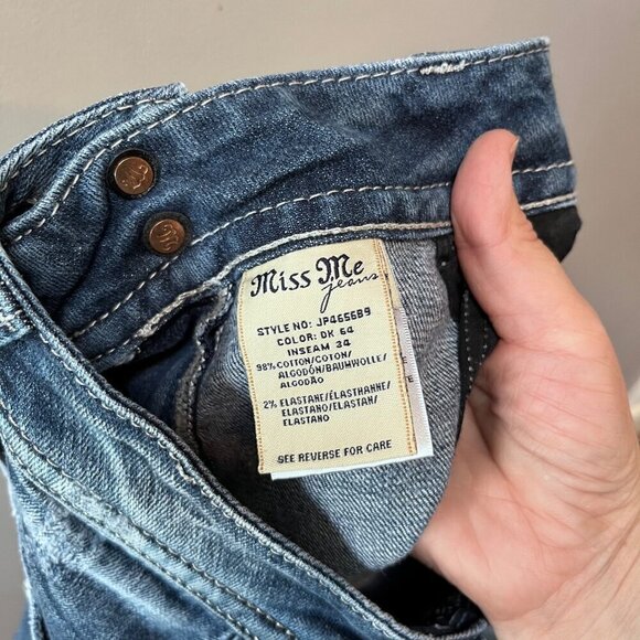 Miss Me Women's‎ Jeans Boot Cut Distressed Embellished- Size 28 - Picture 8 of 8
